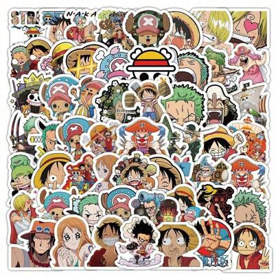 ONE PIECE Adesivos de desenho animado de anime One Piece com 100 peças, decalques legais para crianças, faça você mesmo, laptop, scrapbook, geladeira, grafite, adesivos engraçados e fofos, presentes de brinquedo, material escolar, volta às aulas