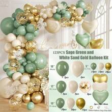 Confetti Dusty Blue Sage Green Metallic Gold Aluminum Foil Glitter And Paper Confetti Thickening Latex Balloon Garland Arch Kit For Boho Babyshower Woodland Jungle Safari Birthday Wedding Engagement First Communion Party Decorations - As Shown In the Picture (mixed Color) - View 11