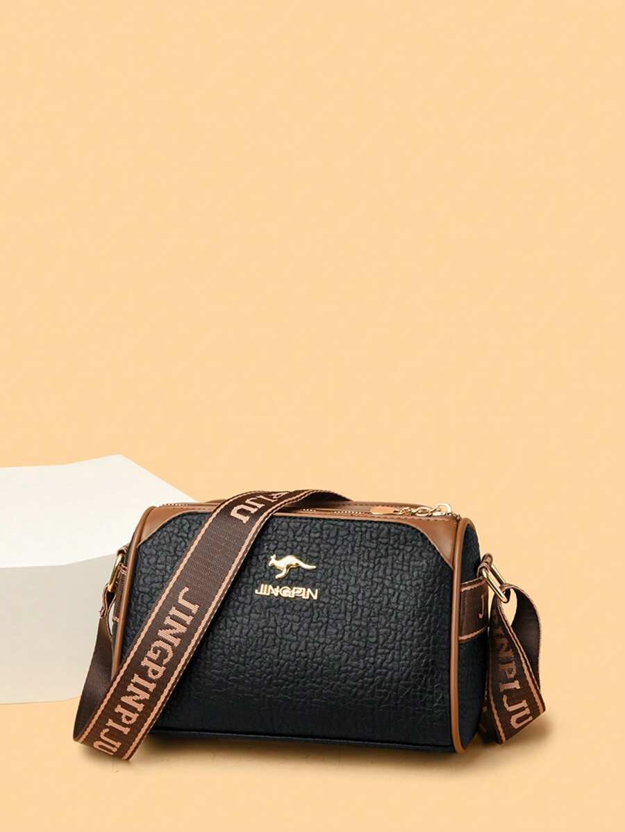 New JINGPIN Women'S Stylish Crossbody Bag, Multifunctional Shoulder Bag, Pillow Style, Fashionable Solid Color Crossbody Bag, Shoulder Bag, Women'S Casual Tote And Wallet, Stylish Three-Layer Cylindrical Bag For Women, Versatile Women'S Shoulder Crossbody Pillow Bag. - Black - View 1