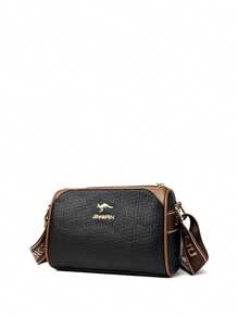 New JINGPIN Women'S Stylish Crossbody Bag, Multifunctional Shoulder Bag, Pillow Style, Fashionable Solid Color Crossbody Bag, Shoulder Bag, Women'S Casual Tote And Wallet, Stylish Three-Layer Cylindrical Bag For Women, Versatile Women'S Shoulder Crossbody Pillow Bag. - Black - View 10