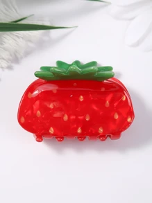 1 件可爱亚克力红色水果草莓小爪发夹，适合日常佩戴和度假，春夏季 - 紅色 - 查看 4