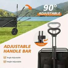 1pc Heavy Duty 385lbs Capacity Foldable Garden Cart, Multi-Function Collapsible Utility Wagon With All-Terrain Wheels, For Camping, Grocery, Travel, Gardening, Shopping, Beach, Lawn, Sports, Picnic, Food Transport, Black
