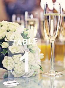 20pcs/10pcs/5pcs Acrylic Transparent Semicircular Seat Sign, Wedding Acrylic Blank Sign With Stand, DIY Acrylic Round Table Number For Wedding Sign Decoration, Table Centerpiece Decoration, Seat Sign, Table Number Sign, Name Card Sign - Multicolor - View 4
