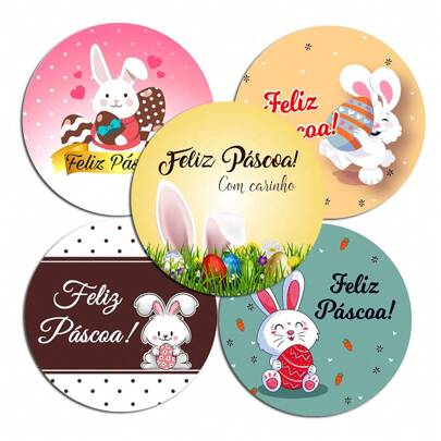 40 Etiquetas Adesiva 3,5cm presente mimo ovos pascoa páscoa Feliz Pascoa