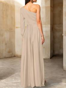 Vestido Hombro Descubierto Abertura En Pierna Casual - Nude - Ver 4