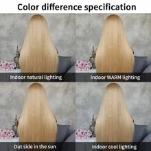 Mix Blonde Synthetic Lace Front Wigs Glueless Long Silky Straight Hair 13x4 HD Transparent Lace Wigs For Women Golden Heat Resistant Fiber Hair Natural Hairline Baby Hair Daily  Party Cosplay Halloween Use - 金色 - 查看 8