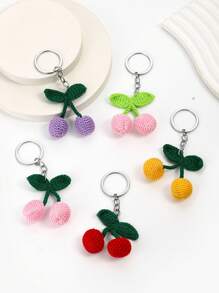 30 Stück/15 Stück Kirsche Schlüsselanhänger mit Danke Karten als Party Favors Set, enthält 5 handgemachte Kirsche Schlüsselanhänger aus Wollfilz, 5 braune Dankeschön-Anhänger und 5 weiße Zugbeutel, geeignet für Geburtstag, Hochzeit, Neujahr, Muttertag, Taufe und Obst-Themen Party, kleine Partygeschenke