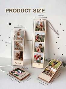 Cornice portafoto in legno minimalista personalizzata, stile da appendere, souvenir fai-da-te, cornice per esposizione di foto di bambini - Multicolore - Visualizzare 7