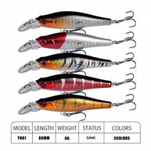 5pcs Minnow Fishing Lures, Silver Fish Knife, Long Distance Cast, Sinking, Suspending, Suitable For Sea Fishing, Largemouth Bass, Pike - Multicolor - View 3