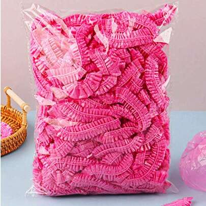 50个/100个 一次性帽子防尘顶套加厚食品车间外科保健医生餐饮厨房通风柜二次浴帽染发浴帽塑料美容院帽大学生返校必备品开学用品浴帽方便携带