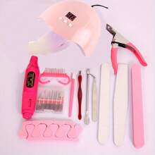 7 合 1 美甲工具套装、美甲紫外线灯、凝胶指甲油胶干燥机、指甲抛光机、死皮叉、死皮推刀、指甲锉、手指分指器、修甲修脚美甲套装 - 彩色 - 查看 1