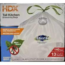 HDX 13 Gallon Tall Kitchen Trash Bags - White Rodent Repellent Plastic, Pack Of 140 Count For Superior Odor Control And Durability - 預設 - 查看 1