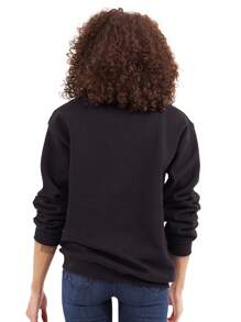 BRISCO BRANDS St Patrick's Day Womens Graphic Fleece Lined Crewneck Pullover Sweatshirt Saint Paddy's Day Peace Love Irish Lucky Four Leaf Clover Shamrock Ladies Casual Loose Fit Fashion Cotton Printed Thermal Lined Jumper - 黑色 - 查看 2