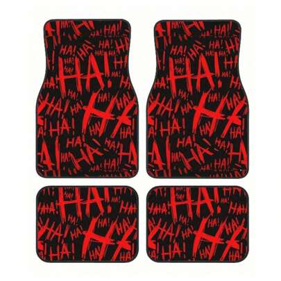 4 Paquete de alfombrillas de goma rojas y negras - Ajuste universal, impermeables, fáciles de limpiar - Adecuadas para todo tipo de vehículos, almohadillas para automóviles, accesorios para automóviles