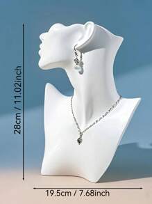 1pc White Elegant Polyresin Side-Profile Model Earring & Necklace Display Stand, Creative Jewelry Holder Display Prop