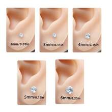 5 Pairs Spiral Stud Earrings, Stainless Steel, Double-Sided Cubic Zirconia Inlay, Unisex, Cartilage/Helix Earrings, Size 2-6mm - Zirconia Cylindrical Earrings - View 3