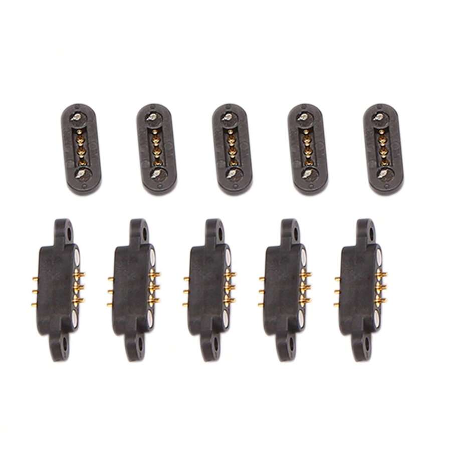 5 Pairs Spring Loaded Magnetic Pogo Pin Connector 3 Positions Magnets Pitch 2.3MM Through Holes Male Female Probe - Black - View 1