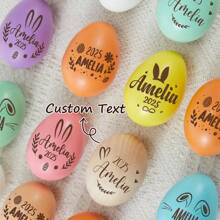 Personalized Carved Pattern Wooden Easter Eggs | Easter Egg Hunt Music Rattle, Birthday Graduation Gift - Multicolor - View 1