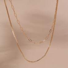 2pcs Set Minimalist Chic European & American Style Casual Women Necklaces - Gold - View 2