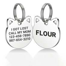 Placa de identificação personalizada em aço inoxidável em formato de gato para animais de estimação. Grave o nome e as informações de contato do seu pet. Acessório estiloso e moderno para pets, ideal para presentear com peças decorativas. Elegante, moderna, colorida, vintage, fofa e exclusiva. Perfeita para aniversários e outras ocasiões especiais. Ideal para coleiras, guias e peitorais personalizados. Conforto e estilo, perfeito para curtir momentos de lazer ao ar livre. Design divertido para pets. - Multicolorido - Ver 5