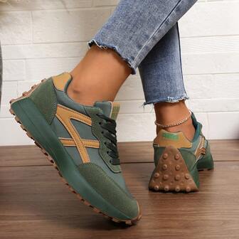 Women's Casual Mesh Sneakers, Fashionable Chunky Sole Trainers, Comfortable & Versatile