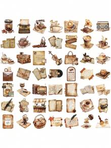 50PCS Art Illustration Popular Creative Cartoon Retro Coffee Decor Style Graffiti Stickers Personalized Fashion Creative DIY Beautifully Decorated Decal Cups, Helmets, Skateboard Popular Sticker Toys