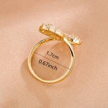 1pc Fashionable Creative Open Ring For Women, Inlaid Synthetic Cubic Zirconia, Suitable For Dates/Parties, A Classic & Versatile Accessory