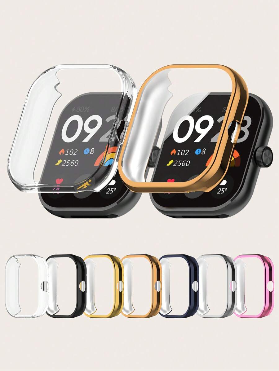 1pc Solid Color Electroplated TPU Full Body Shockproof Anti-Scratch Protective Case Compatible With Redmi Watch 4 - Redmi Watch 4 - View 1