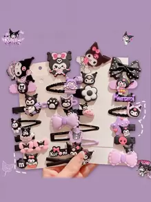 Sanrio 14PCS Sanrio Kuromi Cartoon Pattern Hair Clips,Bangs And Short Hair Kitty Hair Clips,Role-Playing Stage Performance Hair Accessories (Some Parts May Be Random)