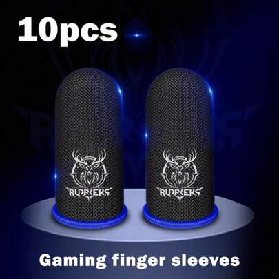 10pcs Carbon Fiber Deer Pattern Mobile Game Finge Gloves, For Pro Gamer Sweatproof Anti-Slip Anti-Sweat Absorbent Sensitive Silky Touch Screen Finger Sleeve Gaming Finger Cots