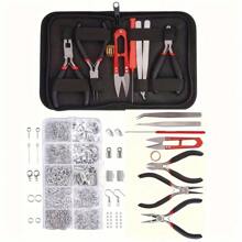 1 set Kit de inicio de joyería de lujo, juego completo de accesorios para aretes y collares, cuentas DIY, herramientas de alicates para reparación de joyas, manualidades y diseño, adecuado para adultos, principiantes y aficionadas
