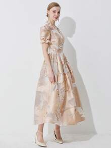 Elegant Party Dress With Jacquard Organza Fabric, Long Dress, Wedding Guest Dress, Prom Dress