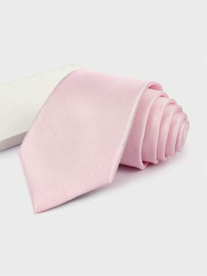 1pc Plaid Pattern Solid Color Necktie, Fashionable, 7cm WidthMen Necktie