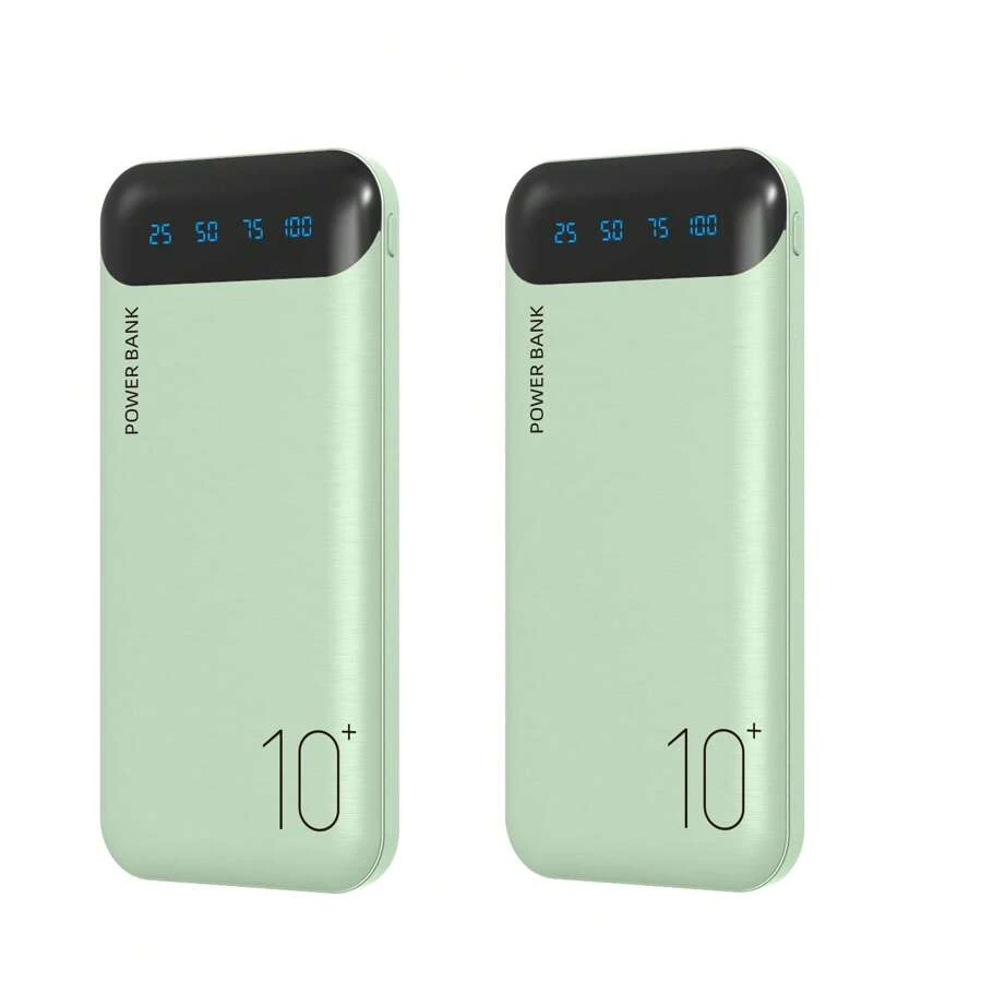 2-Pack Portable Charger 10000mAh, Slim USB C Input And Output Power Bank With LED Display Lightweight External Battery Pack Compatible For IPhone 14/13/12, Etc - 綠色*2 - 查看 1