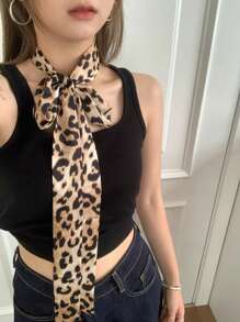 1pc Women's Multi-Functional Leopard Print Long Scarf Headband Neck Tie Waistband, Versatile Decor Silk Scarf, Suitable For Daily Use - Multicolor - View 4