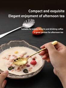 1/2/5/10pcs Gold/Silver Stainless Steel Shell Shaped Spoons, Coffee Spoons, Dessert Spoons, Sugar Spoons, Ice Cream And Cheese Spoons,School Supplies