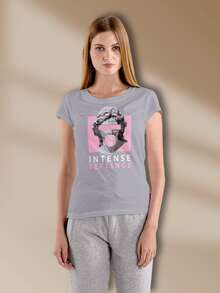 2pcs Figure & Letter Graphic Tee - Grey / Black - View 4