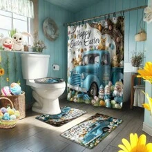 1/4 件春季复活节快乐彩绘鸡蛋、兔子、蝴蝶、五颜六色的花朵、草地。母亲节总统日浴帘套装防水时尚实用印花浴帘套装适用于家庭装饰每个浴室淋浴房浴缸婚礼、庆祝、旅行、便携、露营、商务旅行母亲节鲜花、给妈妈的个性化礼物、最后一分钟的礼物、母亲节创意、母亲节礼物、给妈妈的手工卡片、50 美元以下的最佳母亲节礼物