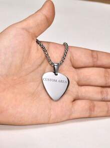 2 件定制刻字不锈钢吉他拨片吊坠项链 - 个性化，全球流行