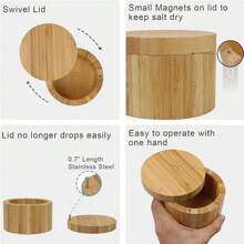 1 套，盐盒，木制储物罐，木制盐盒，盐瓶，木制盐瓶，木制储物盒，带盖香料储物盒，创意盐瓶，厨房用品，餐厅厨房小工具