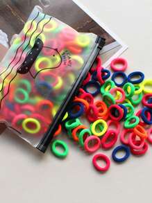 100 件彩色发带，无损小发带，女孩发饰，休闲涤纶 - 彩色 - 查看 4