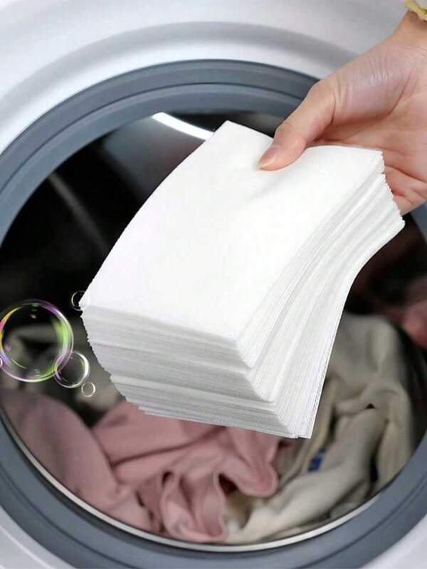 50pcs Laundry Color Absorbing Paper - Dye Capture And Anti Transfer Laundry Paper, Prevents Color Transfer, Fading, Maintains The Original Color Of Clothes, Can Be Mixed For Washing, Suitable For Family Dormitory Washing Machine Color Absorbing Paper Is Suitable For Washing Clothes, Bed Sheets, Curtains, Skirts, Shirts