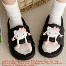 Sanrio Women's Slippers For Indoor Home Use, Anti-Slip Bathroom Shower Sandals. Anti-Slip And Anti-Odor Slippers For Summer Outdoor Wear. Fashionable Cat Design Suitable For All Seasons, Waterproof, Anti-Slip, Deodorizing, Quick Dry, For Indoor And Outdoor Use