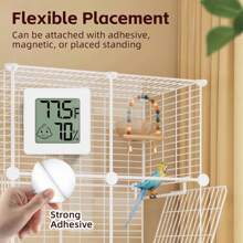 Nhiệt kế đo độ ẩm cho chim – Cảm biến đo nhiệt độ và độ ẩm kỹ thuật số mini từ tính và keo dán cho thú cưng dùng cho lồng vẹt, hộp nuôi thằn lằn nhện rắn tắc kè bò sát - Nhiều màu - Xem 5