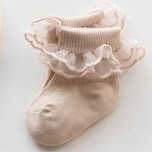 Baby Girls Cute Socks Lace Ruffles Toddler Sweet Anti-Skid Princess Socks Spring Fall Cute Kids Socks - Beige - View 3