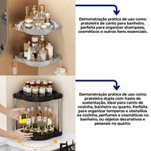 Porta Shampoo Cosméticos Multiuso  De Canto Duplo - 2 Modos De Uso (Com Barra Ou fixado)