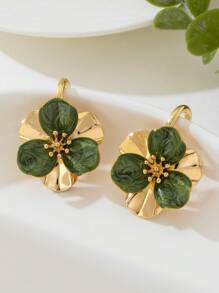 1 par de pendientes vintage con colgante de flor multicapa de estilo festivo y dinámico, regalo para mujeres