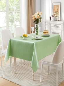 1pc Luxury Satin Tablecloth, 102x57 Inch Rectangular Polyester Table Top Cover, Solid Color, Woven, Suitable For Christmas, Party, Banquet And Wedding