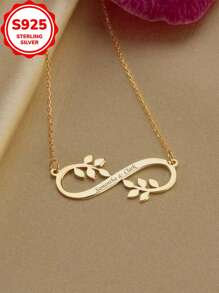 [Custom] 3.5g, 925 Sterling Silver, 1pc Personalized 8-Shaped Customized Necklace, Minimalist Versatile Necklace Accessory, Valentine's Day, Christmas Holiday Gift Customized Engraved Necklace, Custom Name Necklace Holiday Customized Engraved Gift (Custom Note Can Only Be In English, Other Languages Will Be Translated To English)