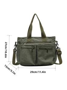 Fashionable Multi-Pocket Women's Underarm Shoulder Bag - Green - View 4